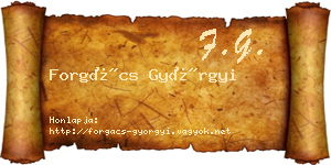Forgács Györgyi névjegykártya